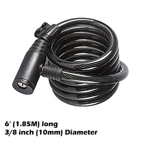 ETRONIC Security Multi-Purpose Self Coiling Keyed Cable Lock M6K, 6-Feet x 3/8-Inch