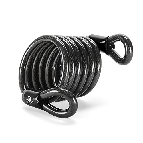 ETRONIC Security Self Coiling Lock M6L Looped End Cable, 6-Feet x 3/8-Inch