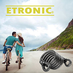 ETRONIC Security Self Coiling Lock M6L Looped End Cable, 6-Feet x 3/8-Inch
