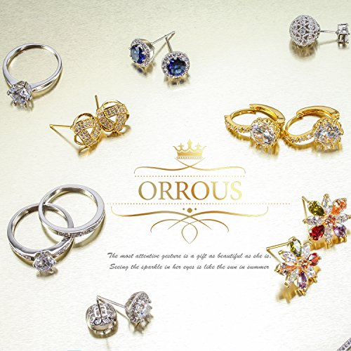 ORROUS & CO Women's 18K Yellow Gold Plated Round Cubic Zirconia Solitaire Stud Earrings (6.80 carats)