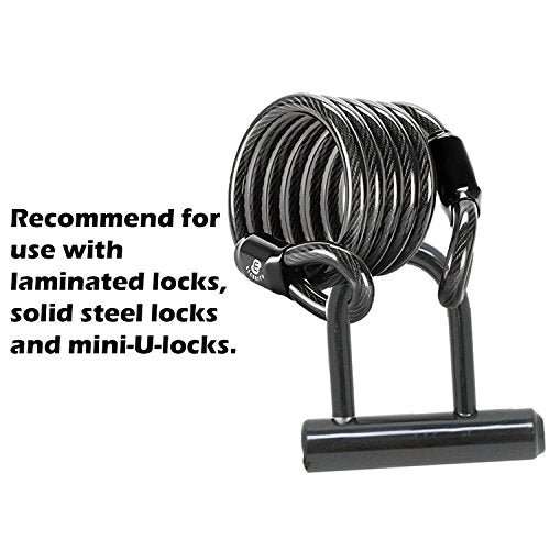 ETRONIC Security Self Coiling Lock M6L Looped End Cable, 6-Feet x 3/8-Inch