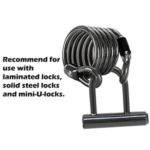 ETRONIC Security Self Coiling Lock M6L Looped End Cable, 6-Feet x 3/8-Inch