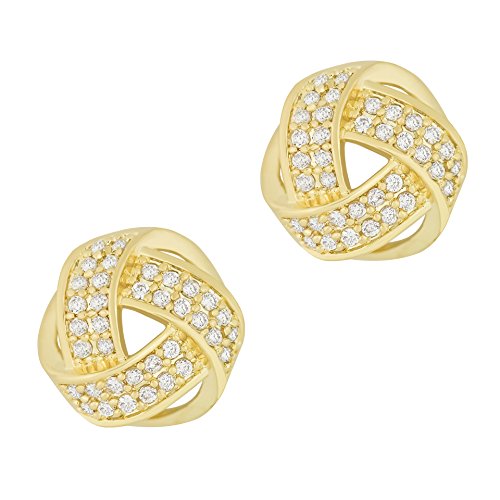 ORROUS & CO Women's 18K Gold Plated Cubic Zirconia Twisted Love Knot Stud Earrings