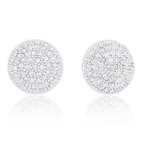 ORROUS & CO Women's 18K White Gold Plated Cubic Zirconia Half-Ball Stud Earrings