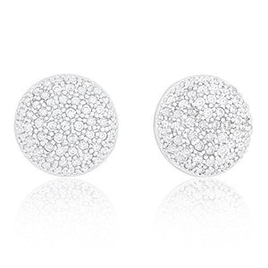 ORROUS & CO Women's 18K White Gold Plated Cubic Zirconia Half-Ball Stud Earrings