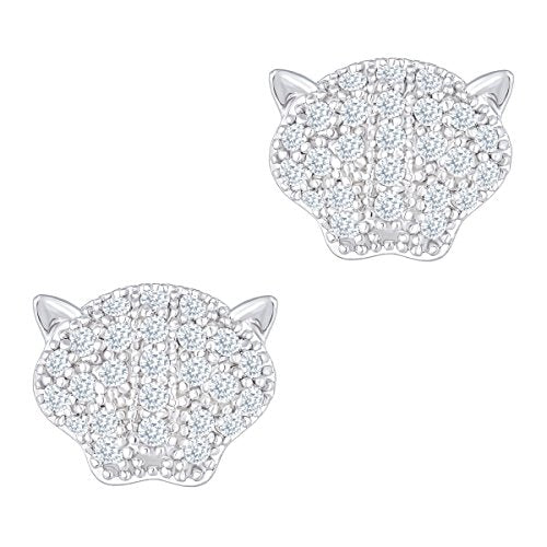 ORROUS & CO Women's 18K White Gold Plated Cubic Zirconia Panther Stud Earrings