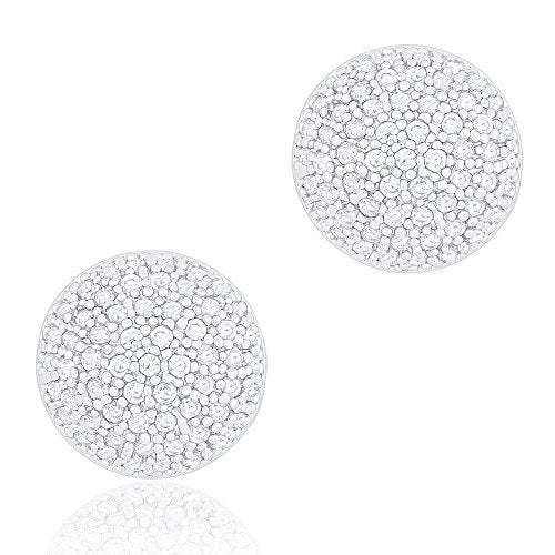 ORROUS & CO Women's 18K White Gold Plated Cubic Zirconia Half-Ball Stud Earrings