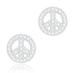 ORROUS & CO Women's 18K White Gold Plated Cubic Zirconia Peace Unisex Stud Earrings