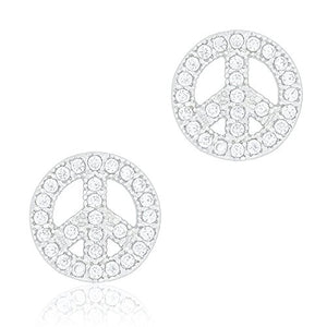 ORROUS & CO Women's 18K White Gold Plated Cubic Zirconia Peace Unisex Stud Earrings