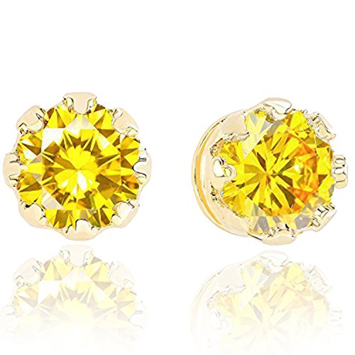 ORROUS & CO Women's 18K Gold Plated Cubic Zirconia Crown Solitaire Stud Earrings (3.50 carats)