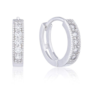 ORROUS & CO Women's 18K White Gold Plated Cubic Zirconia Accent Hoop Earrings