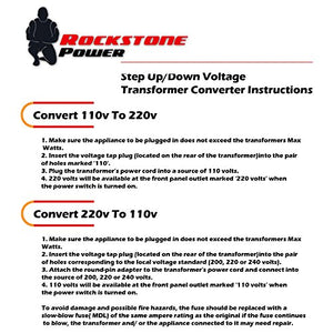 ROCKSTONE POWER 1000 Watt Heavy Duty Step Up/Down Voltage Transformer Converter - Step Up/Down 110/120/220/240 Volt - 5V USB Port - CE Certified