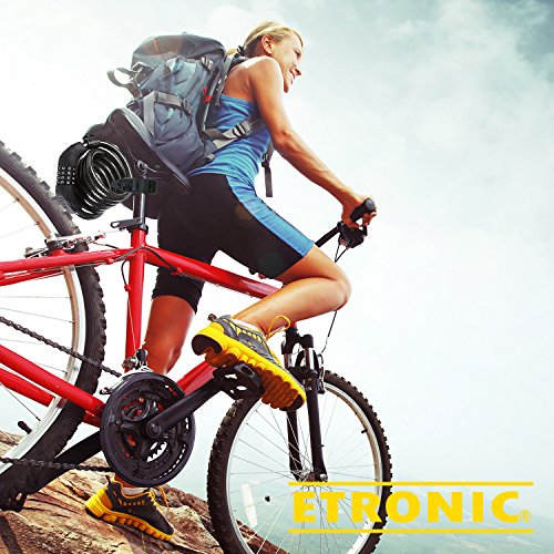 ETRONIC Security Bike Lock M8 Self Coiling Resettable Combination Lock Bike Cable Lock, 6-Feet x 5/8-Inch
