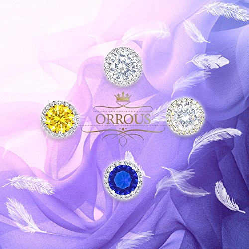 ORROUS & CO Women's 18K Gold Plated Cubic Zirconia Round Halo Stud Earrings (3.45 carats)