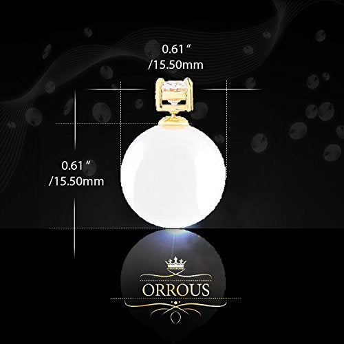 ORROUS & CO Women's 18K Gold Plated White Simulated Shell Pearl and Cubic Zirconia Reversible Stud Earrings (15-15.5mm, 1.45 carats)