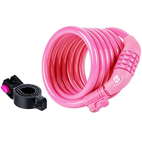 ETRONIC Security Bike Lock M6 Self Coiling Resettable Combination Lock Bike Cable Lock, 6-Feet x 3/8-Inch